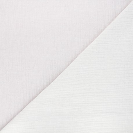 Tissu double gaze de coton chambray réversible - rose